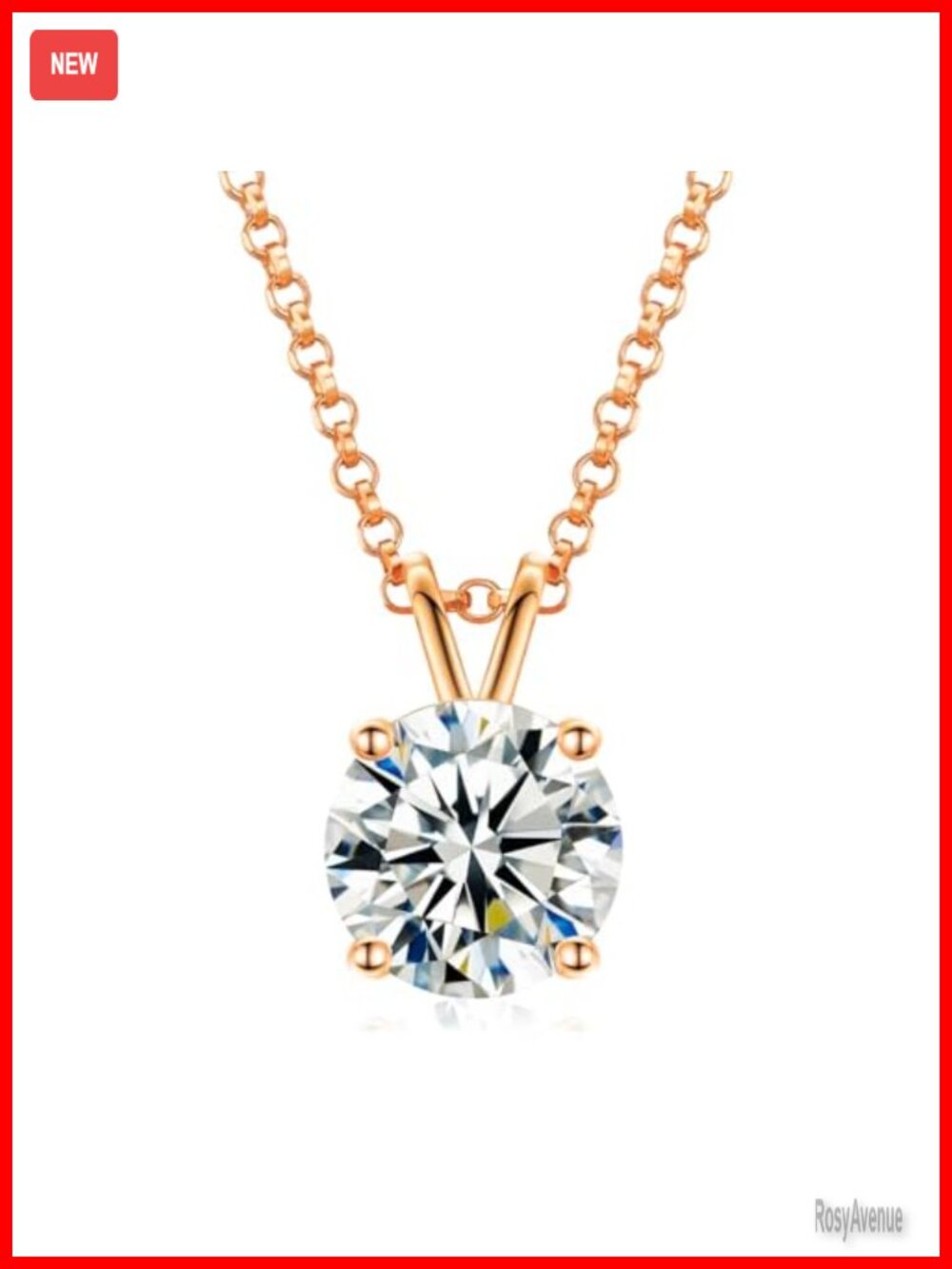 Moissanite Necklace 18K Gold Vermeil 925 Sterling Silver Solitaire Pendant